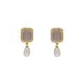 J Pearls Abarna 1 Line Square Pearl Set - Real Pearl Jewelry - Distacart
