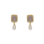 J Pearls Abarna 1 Line Square Pearl Set - Real Pearl Jewelry - Distacart