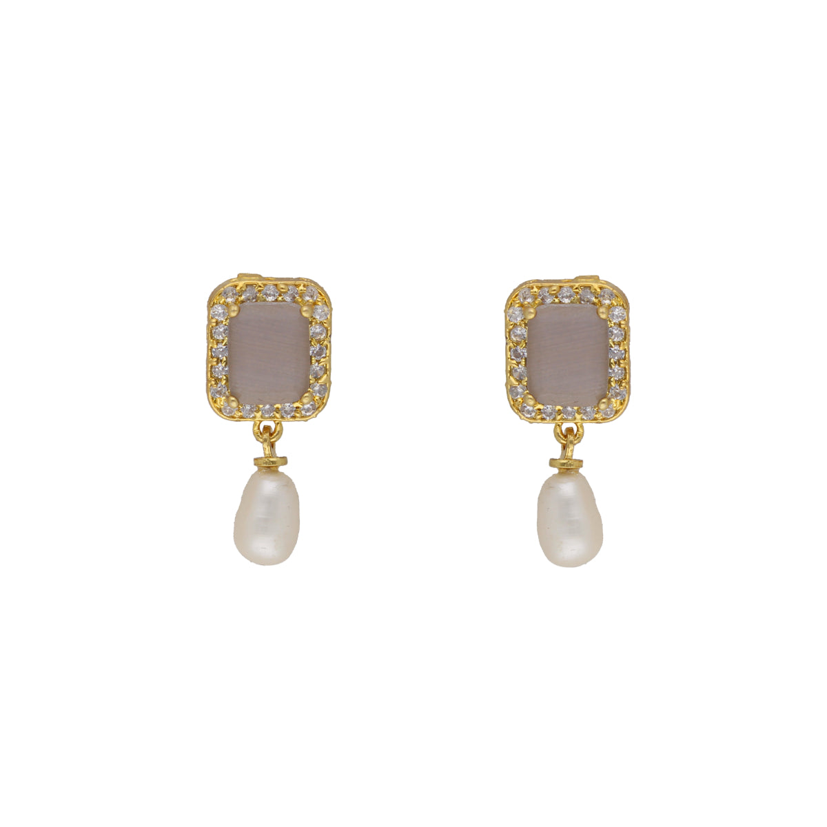 J Pearls Abarna 1 Line Square Pearl Set - Real Pearl Jewelry - Distacart