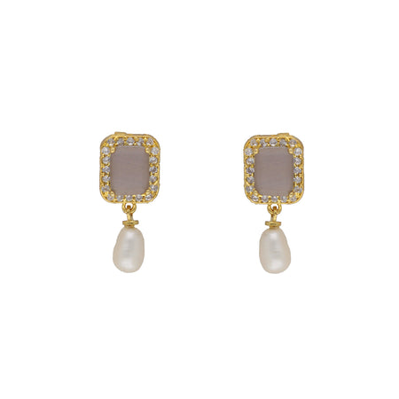 J Pearls Abarna 1 Line Square Pearl Set - Real Pearl Jewelry
