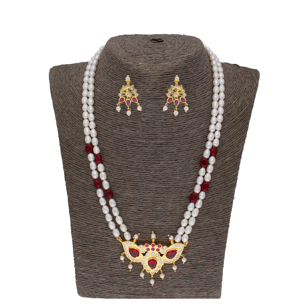 J Pearls Abharika 2 Lines Oval Pearl Necklaces - Real Pearl Jewelry - Distacart