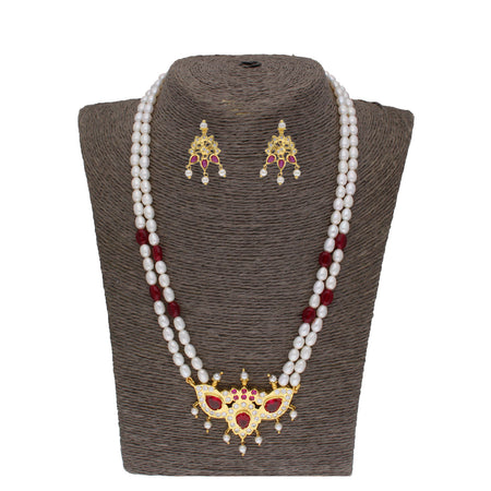 J Pearls Abharika 2 Lines Oval Pearl Necklaces - Real Pearl Jewelry