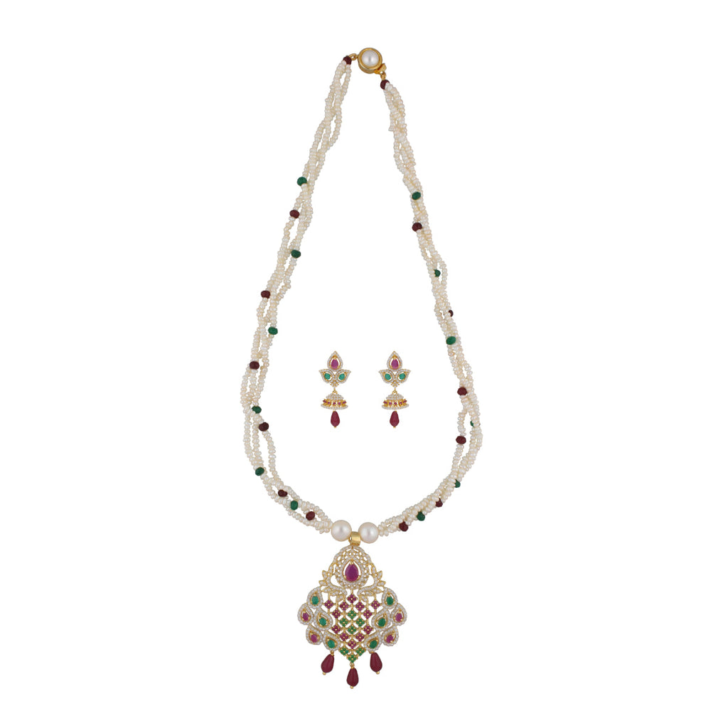 J Pearls Gamini 3 Lines Seed Pearl Necklaces - Real Pearl Jewelry - Distacart