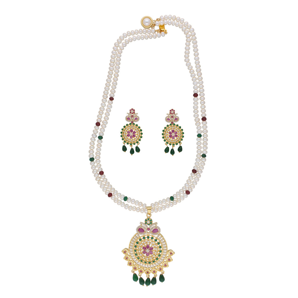 J Pearls Kashika 2 Lines Round Pearl Necklaces - Real Pearl Jewelry - Distacart