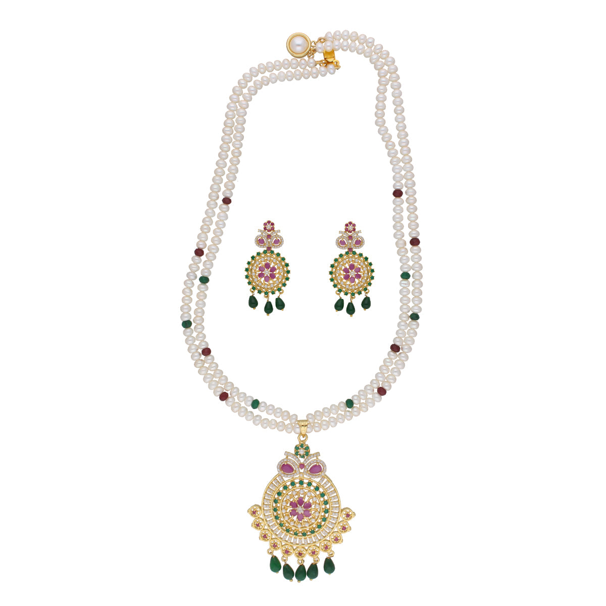 J Pearls Kashika 2 Lines Round Pearl Necklaces - Real Pearl Jewelry - Distacart