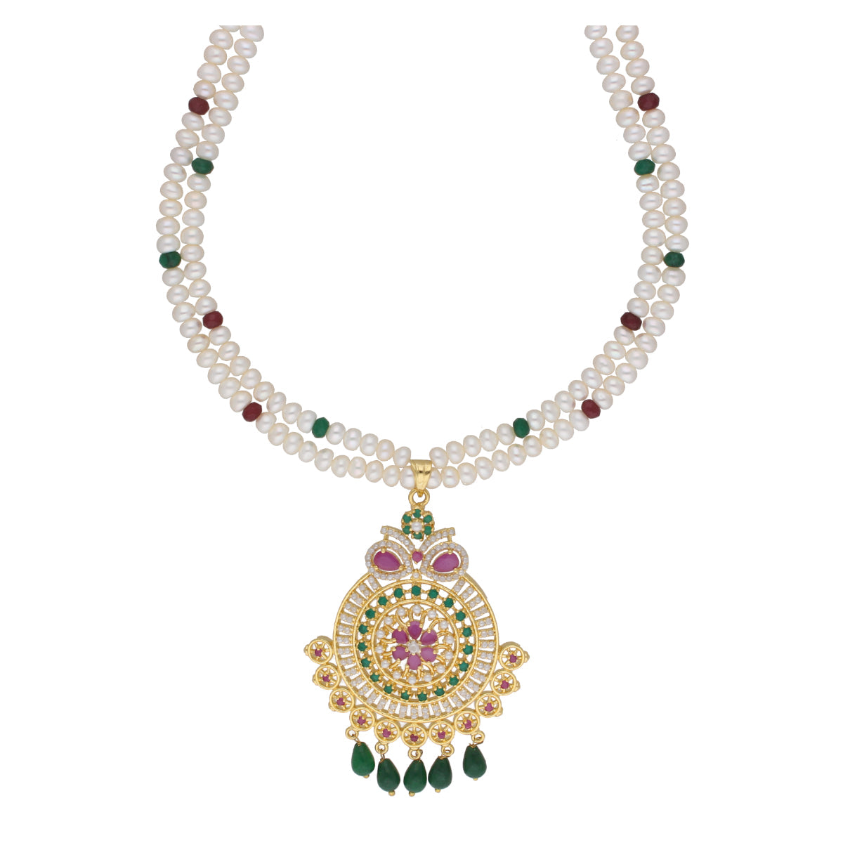 J Pearls Kashika 2 Lines Round Pearl Necklaces - Real Pearl Jewelry - Distacart
