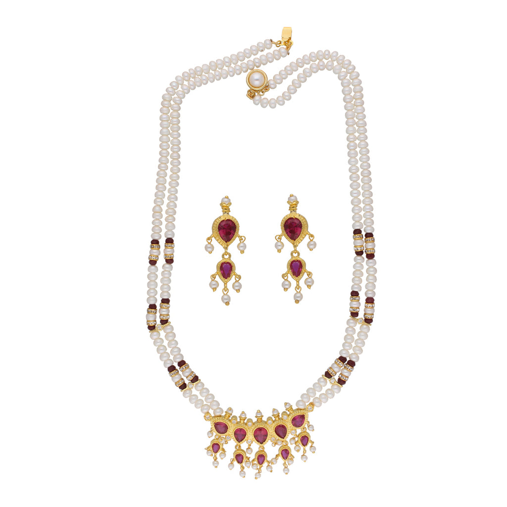 J Pearls Lajita 2 Lines Oval Pearl Necklaces - Real Pearl Jewelry - Distacart