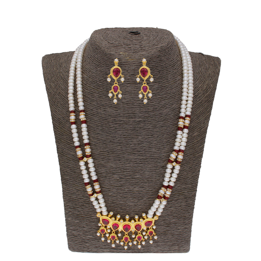 J Pearls Lajita 2 Lines Oval Pearl Necklaces - Real Pearl Jewelry - Distacart