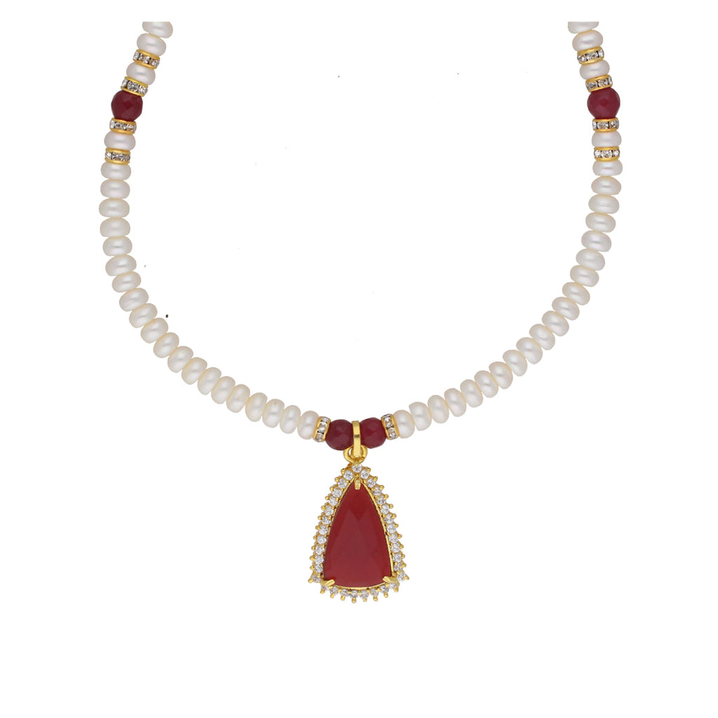 J Pearls Abeedha 1 Line Button Pearl Set - Real Pearl Jewelry - Distacart