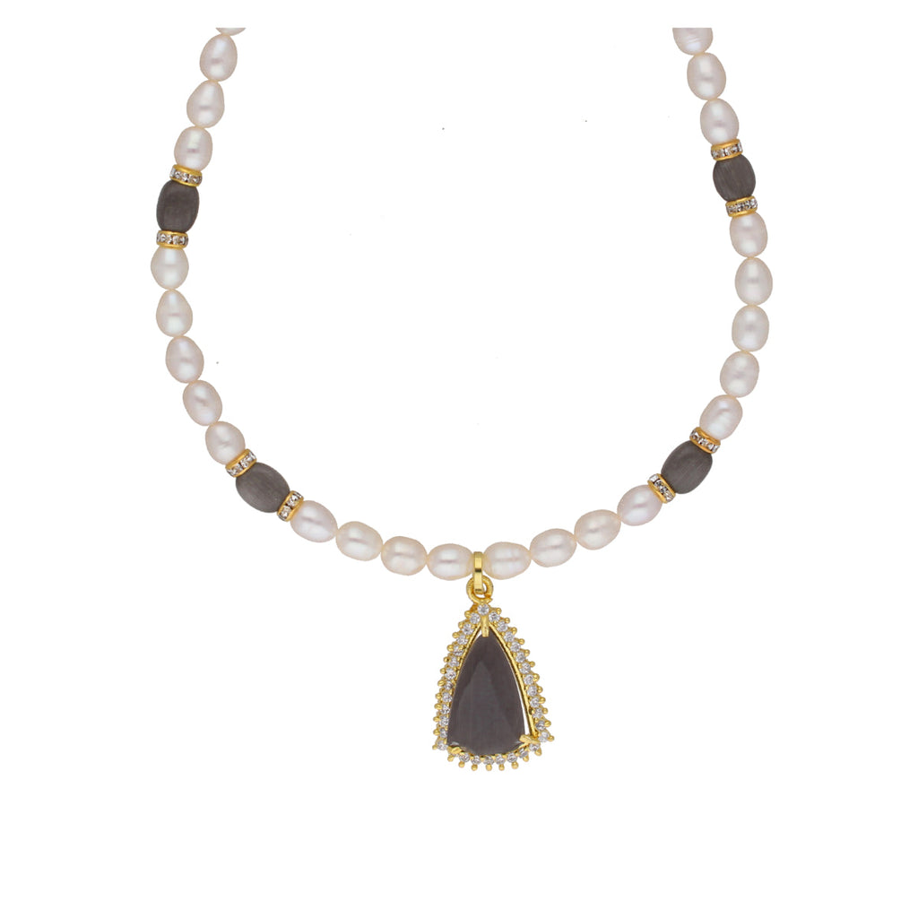 J Pearls Riya 1 Line Oval Pearl Set - Real Pearl Jewelry - Distacart