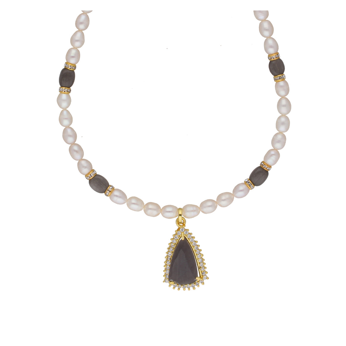 J Pearls Riya 1 Line Oval Pearl Set - Real Pearl Jewelry - Distacart