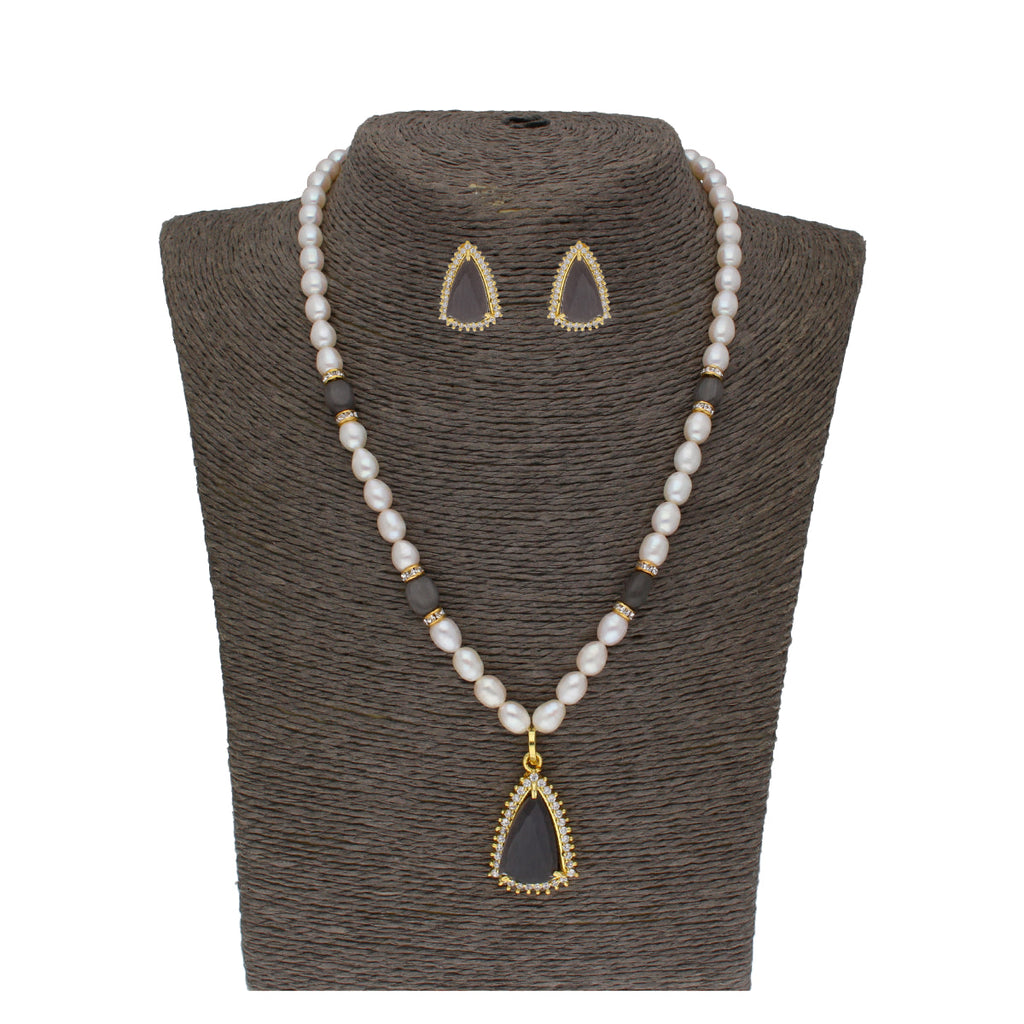 J Pearls Riya 1 Line Oval Pearl Set - Real Pearl Jewelry - Distacart