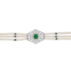 J Pearls Fatema 3 Lines Button Choker Set - Real Pearl Jewelry - Distacart