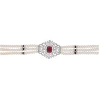 J Pearls Jabala 3 Lines Button Choker Set - Real Pearl Jewelry - Distacart