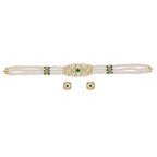 J Pearls Kavya 3 Lines Round Choker Set - Real Pearl Jewelry - Distacart