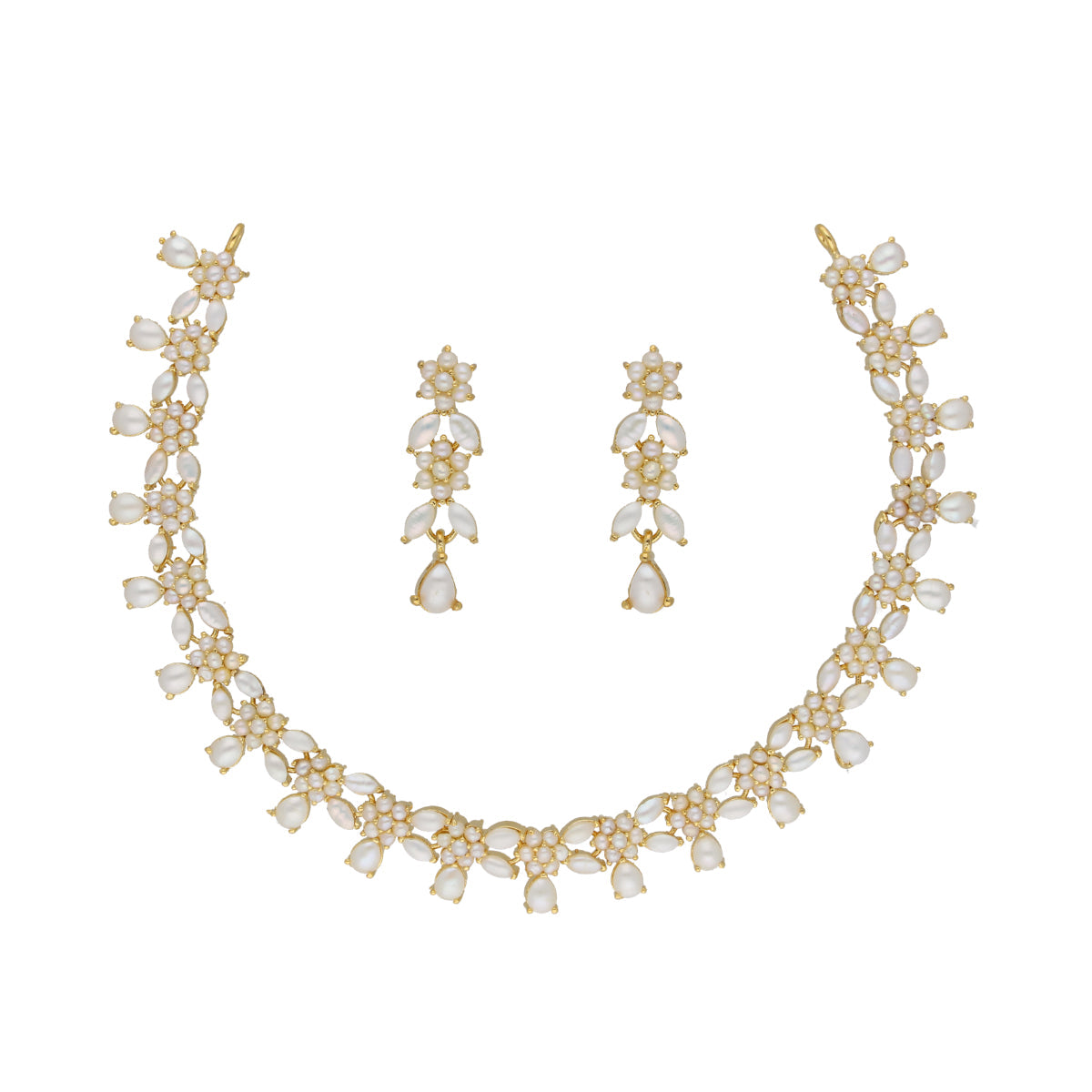 J Pearls Zara 1 Line Necklace Set - Real Pearl Jewelry - Distacart