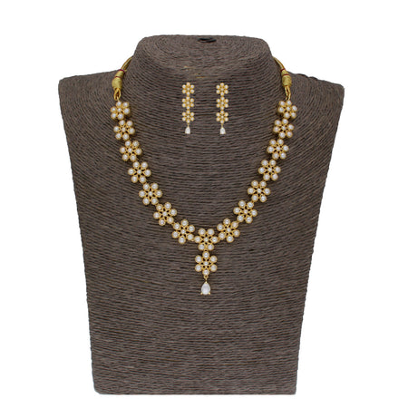 J Pearls Baasima 1 Line Necklace Set - Real Pearl Jewelry