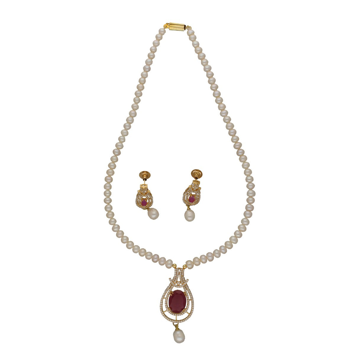 J Pearls Sparkle Pearl Necklace Set