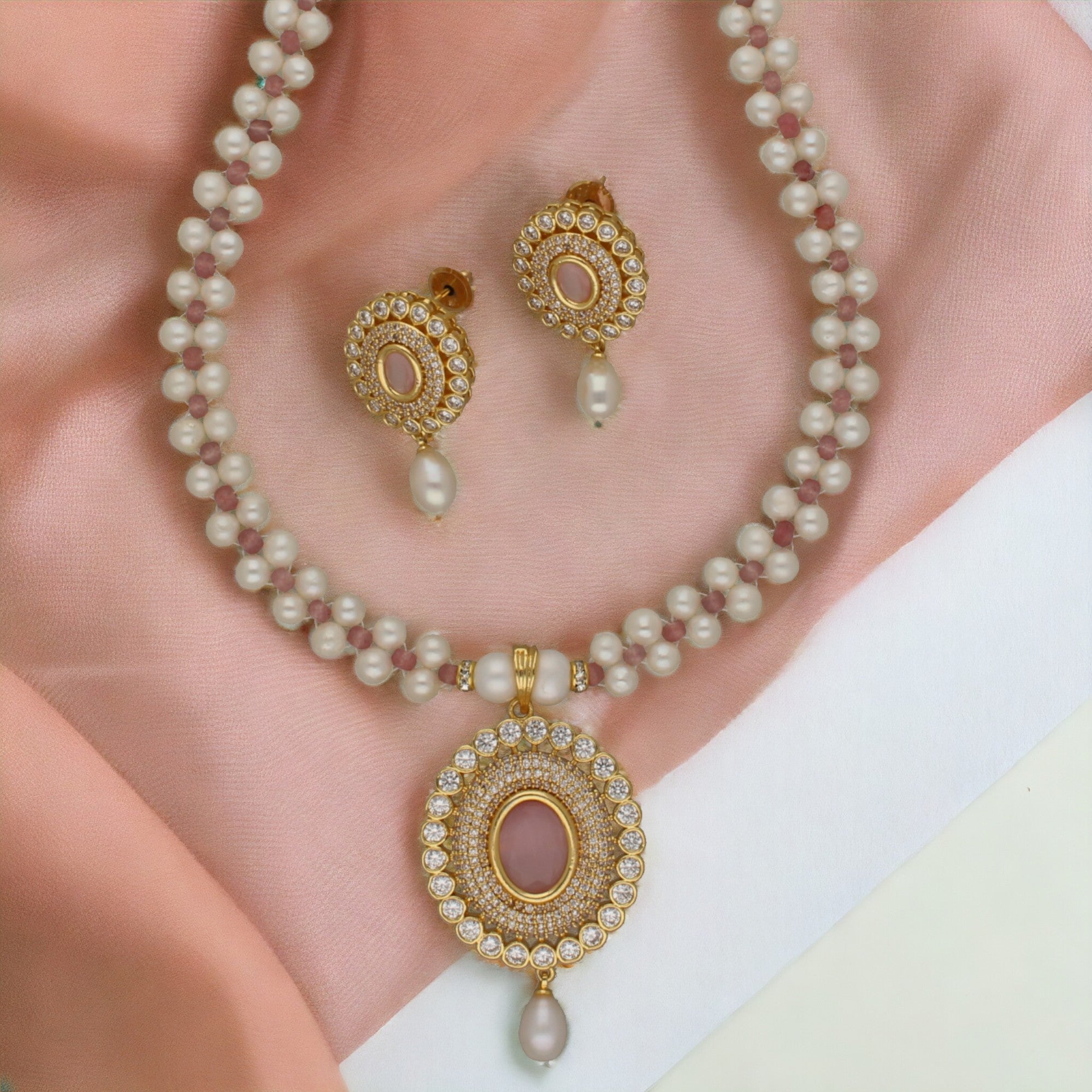 J Pearls Crystal Pearl Necklace Set