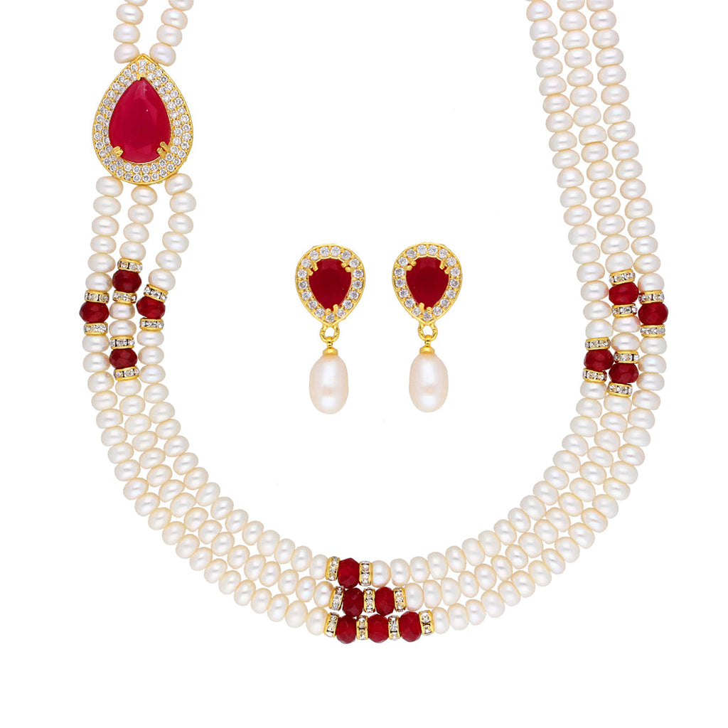 J Pearls Stunning 3 String Necklace Set - Real Pearl Jewelry - Distacart
