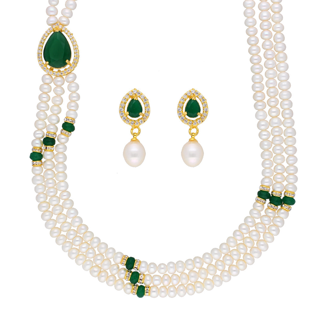 J Pearls Famous 3 String Necklace Set - Real Pearl Jewelry - Distacart
