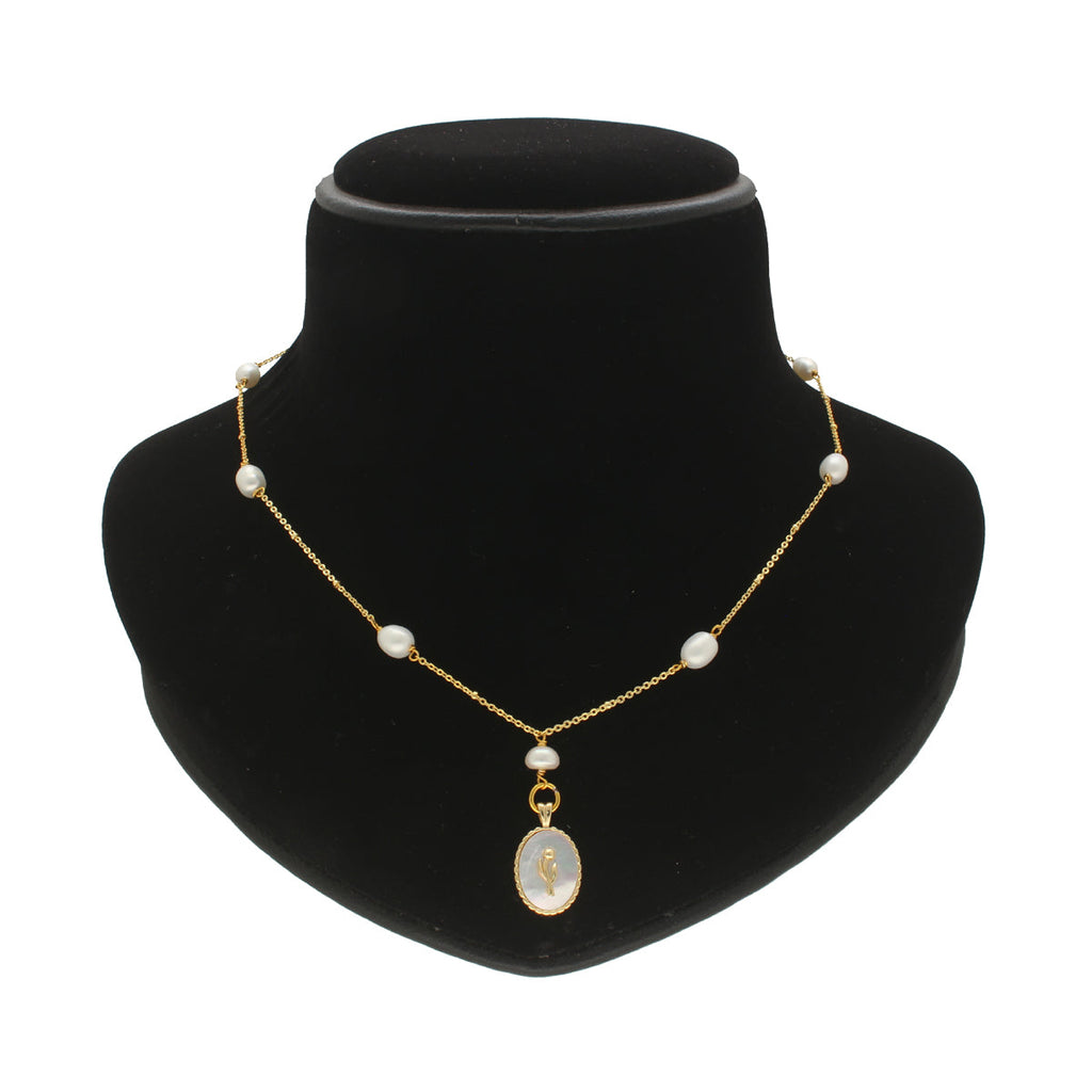 J Pearls Flower Oval Pearl Pendant Set