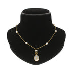 J Pearls Flower Oval Pearl Pendant Set
