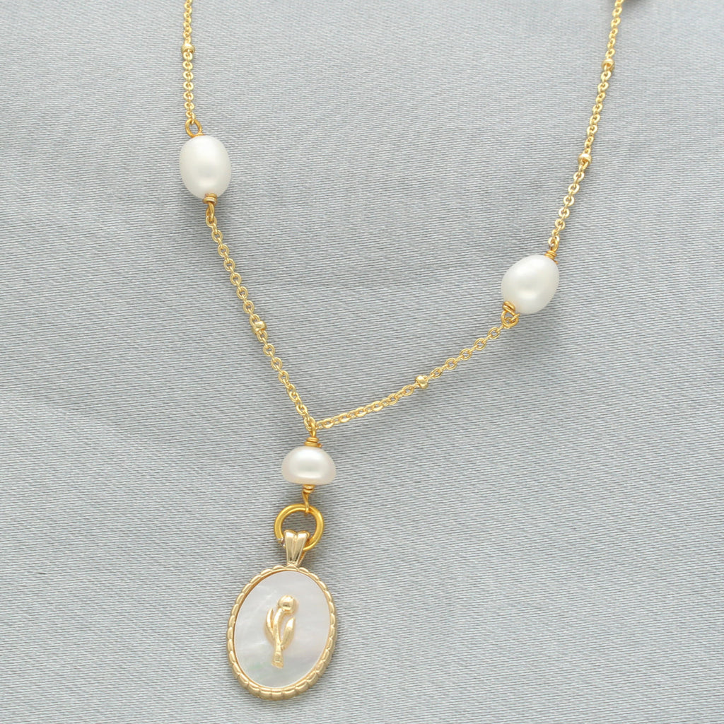 J Pearls Flower Oval Pearl Pendant Set