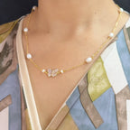 J Pearls ButterFly Pearl Pendant Set