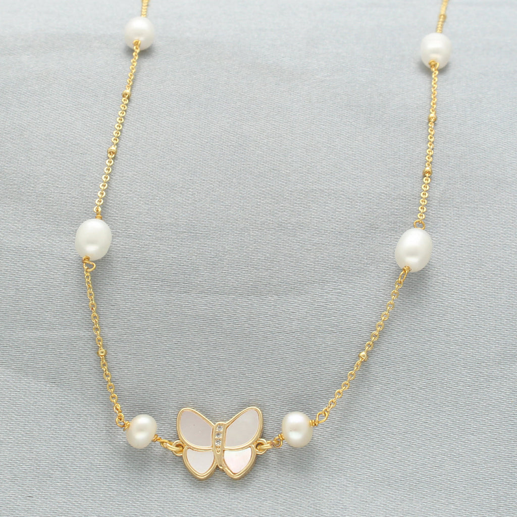 J Pearls ButterFly Pearl Pendant Set