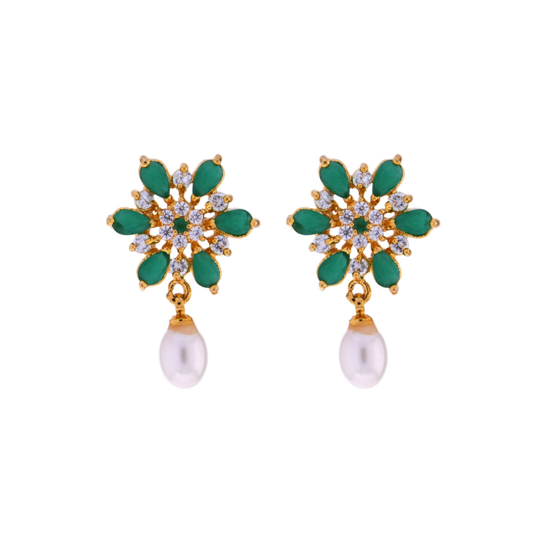 J Pearls Green Designer Earrings - Real Pearl Jewelry - Distacart