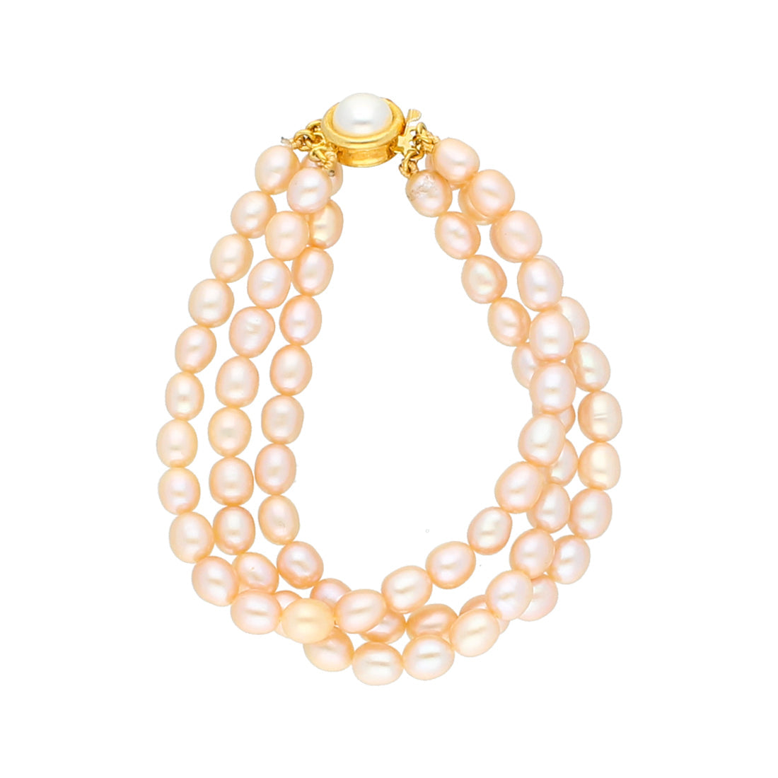 J Pearls 3 Line Fancy Pearl Bracelet - Real Pearl Jewelry - Distacart