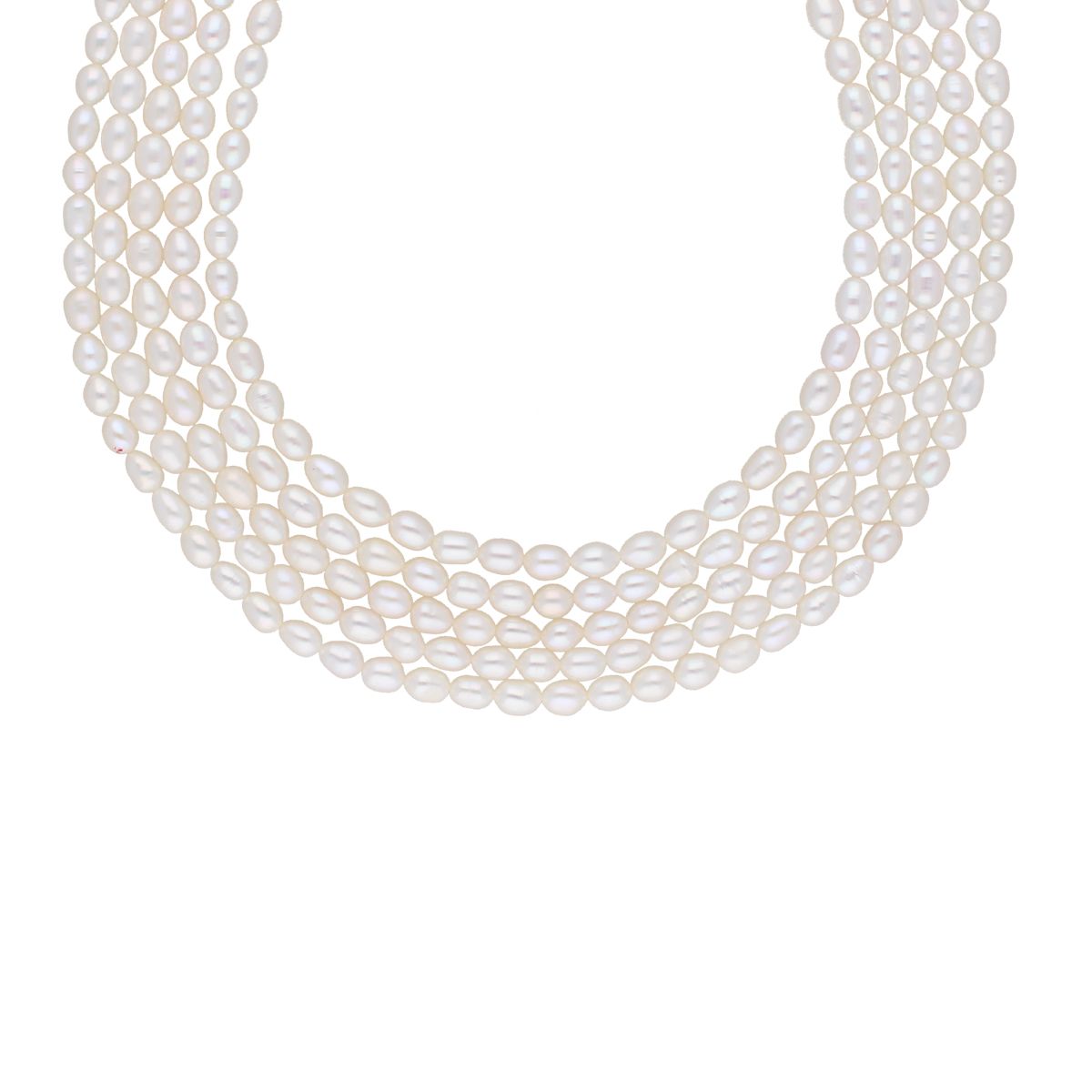 J Pearls 5 Line Plain Oval Pearl Set - Real Pearl Jewelry - Distacart
