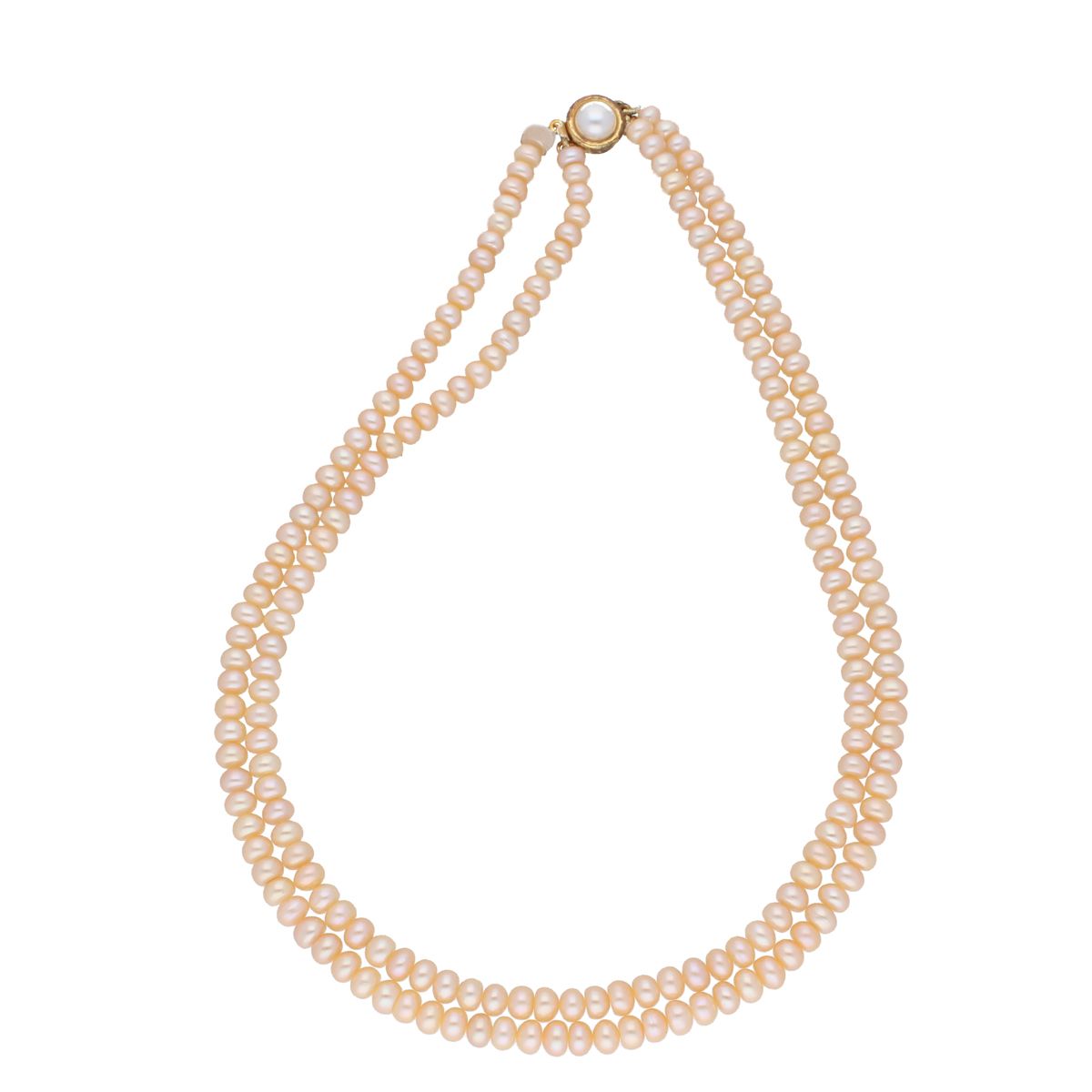 J Pearls 2 Line Button Peach Pearl Set - Real Pearl Jewelry - Distacart
