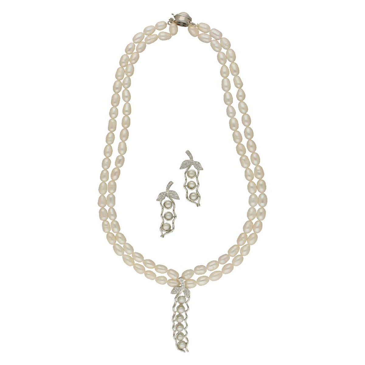 J Pearls Dual Line Iconic Pearl Necklace Set