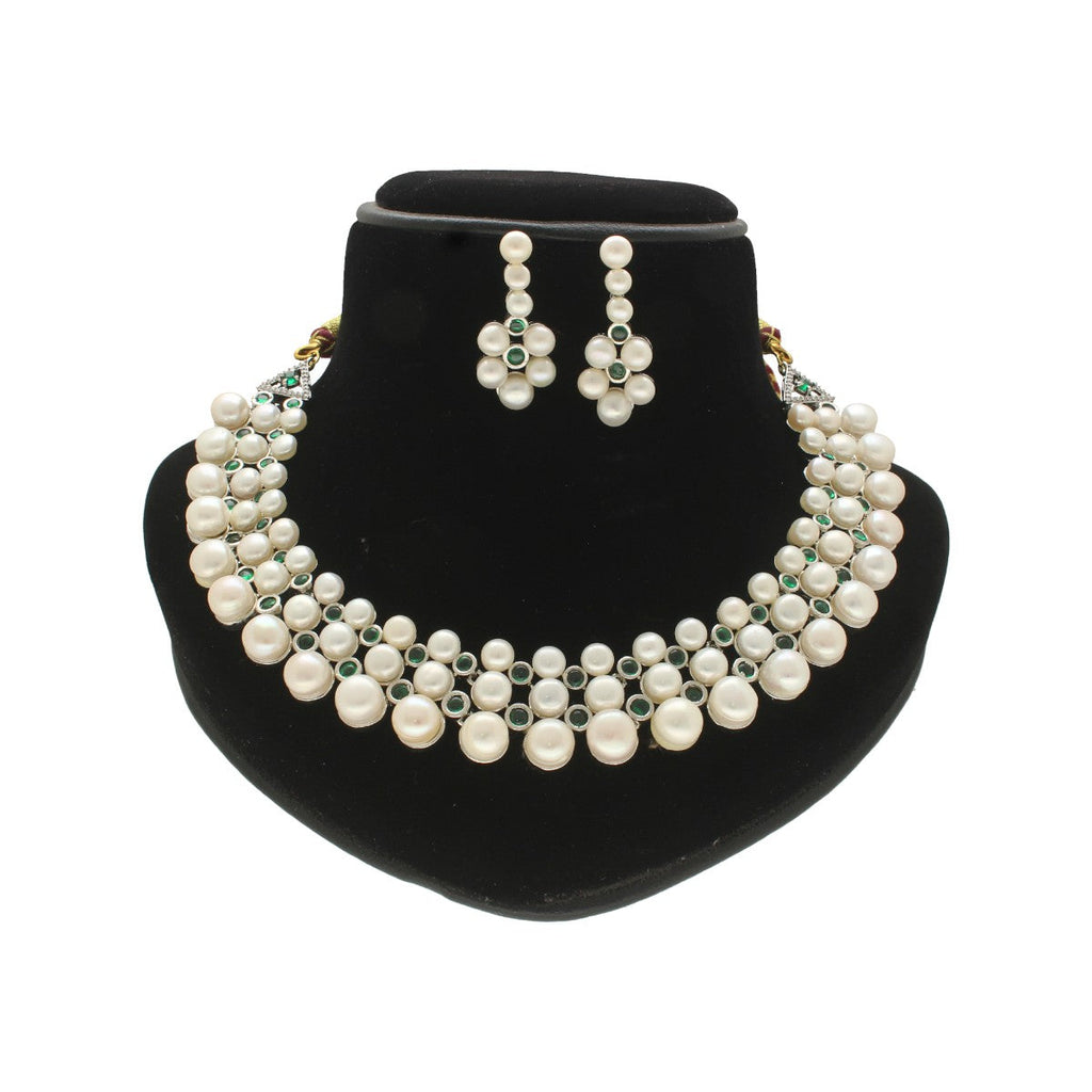 J Pearls Shimmering 3 line Pearl Necklace Set