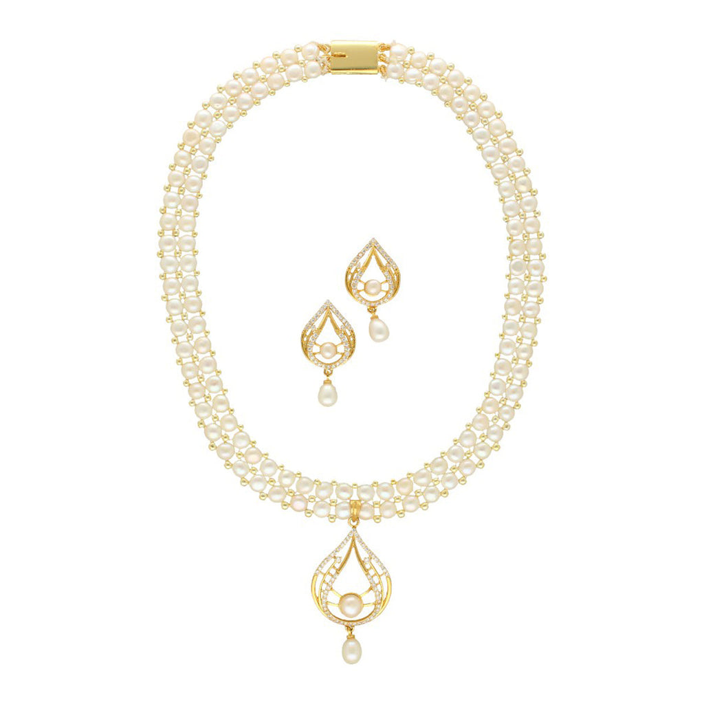 J Pearls Spectacular Dual Line Pearl Necklace Set