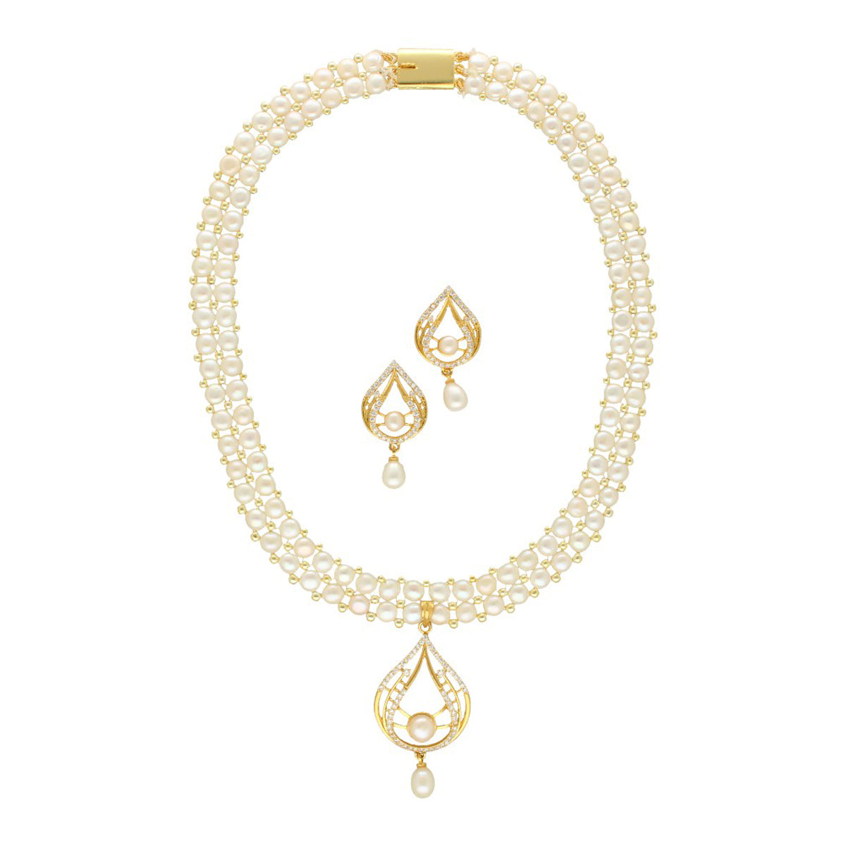 J Pearls Spectacular Dual Line Pearl Necklace Set
