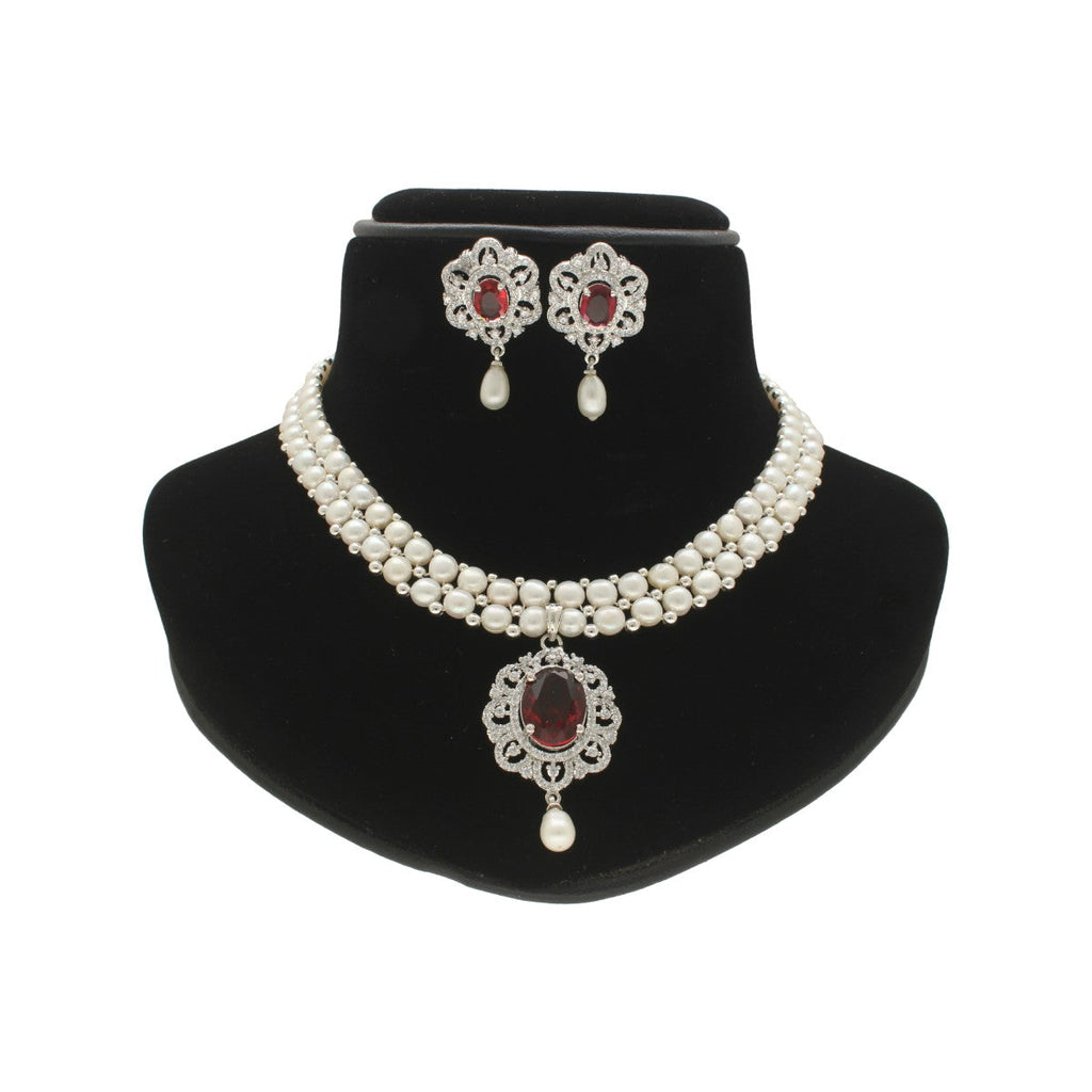 J Pearls Ravishing Dual Line Pearl Necklace Set