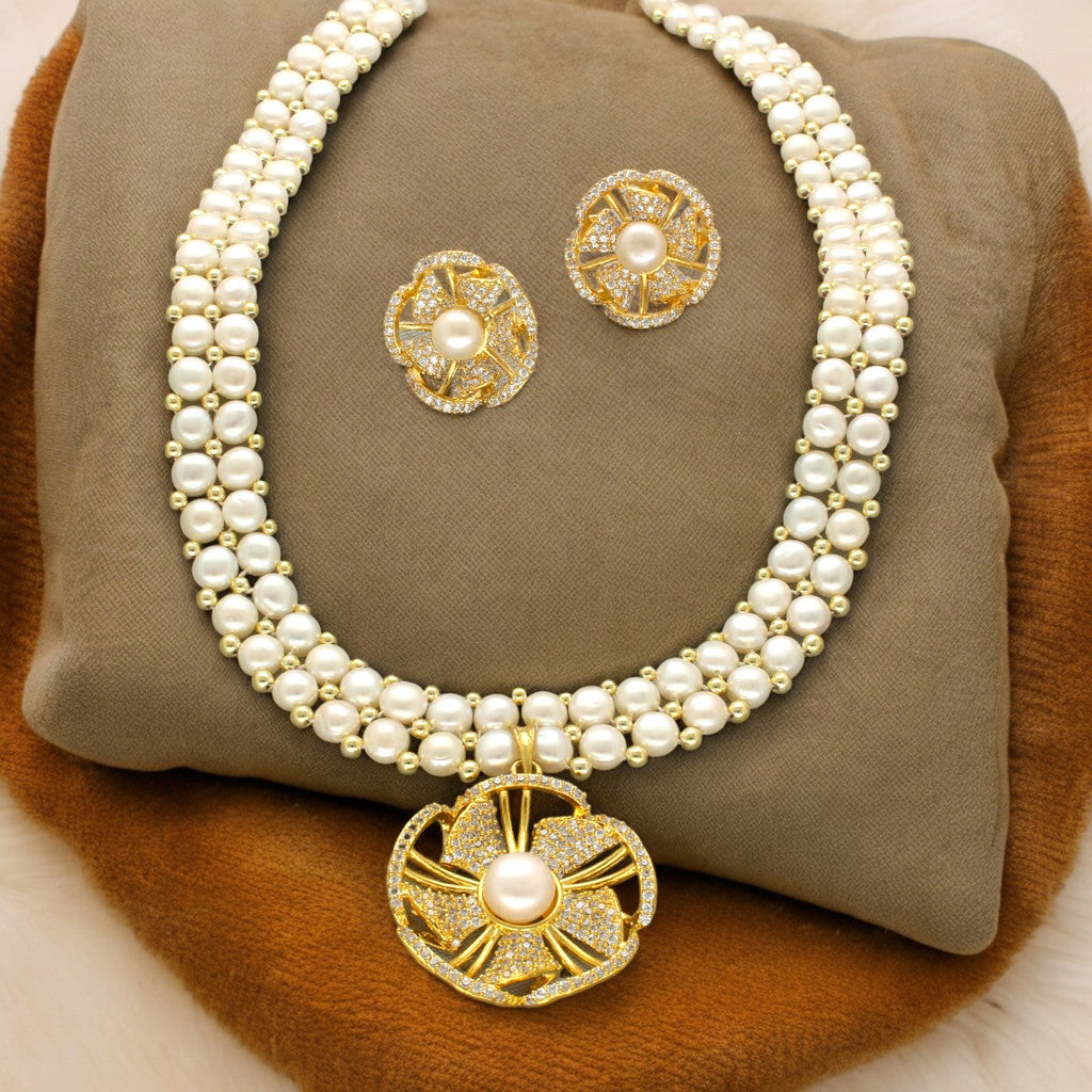 J Pearls Resplendent Dual Line Pearl Necklace Set