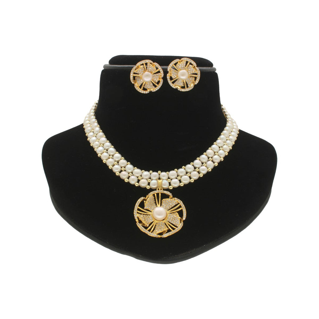 J Pearls Resplendent Dual Line Pearl Necklace Set