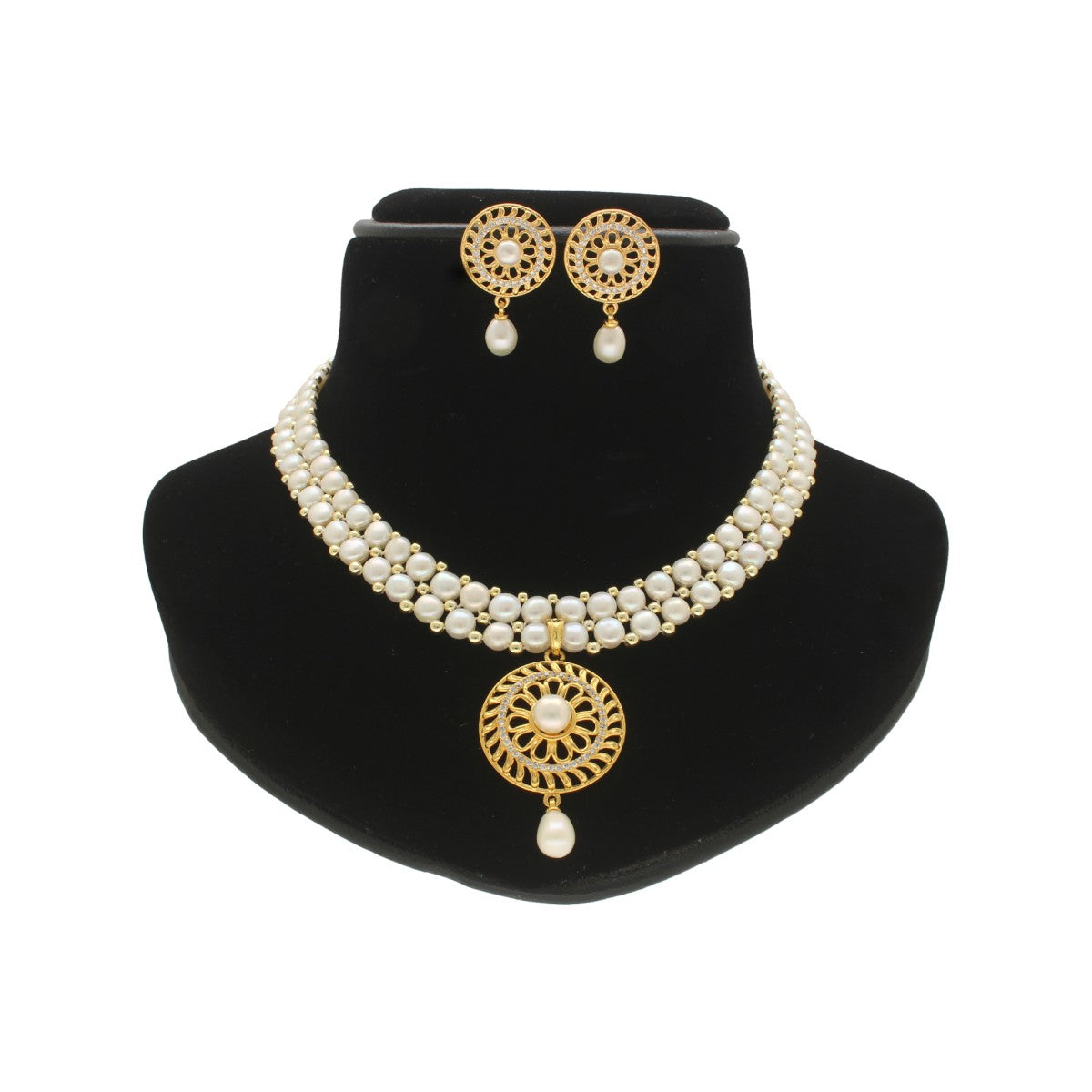 J Pearls Picturesque Dual Line Pearl Necklace Set