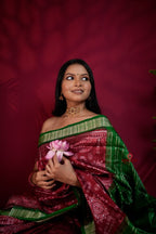khanduapata Maroon & Lush Green Body Design Silk Saree For Women - Distacart
