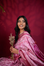 khanduapata Blush Pink & Intricate White Floral Design Silk Saree For Women - Distacart