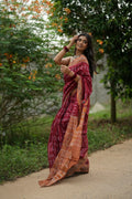 khanduapata Maroon & Orange Colour Tribal Design Cotton Saree For Women - Distacart