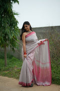 khanduapata Grey and Soft Pink Cotton Saree For Women - Distacart