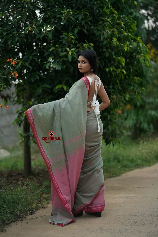 khanduapata Grey and Blush Colour Cotton Saree For Women - Distacart