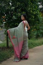 khanduapata Grey and Blush Colour Cotton Saree For Women - Distacart