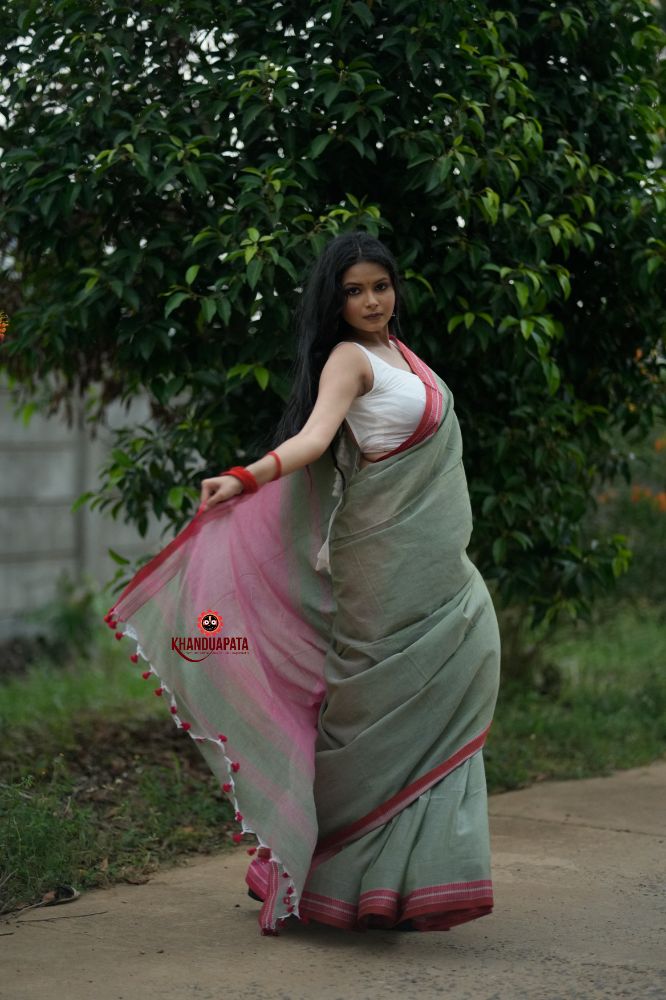 khanduapata Grey and Blush Colour Cotton Saree For Women - Distacart