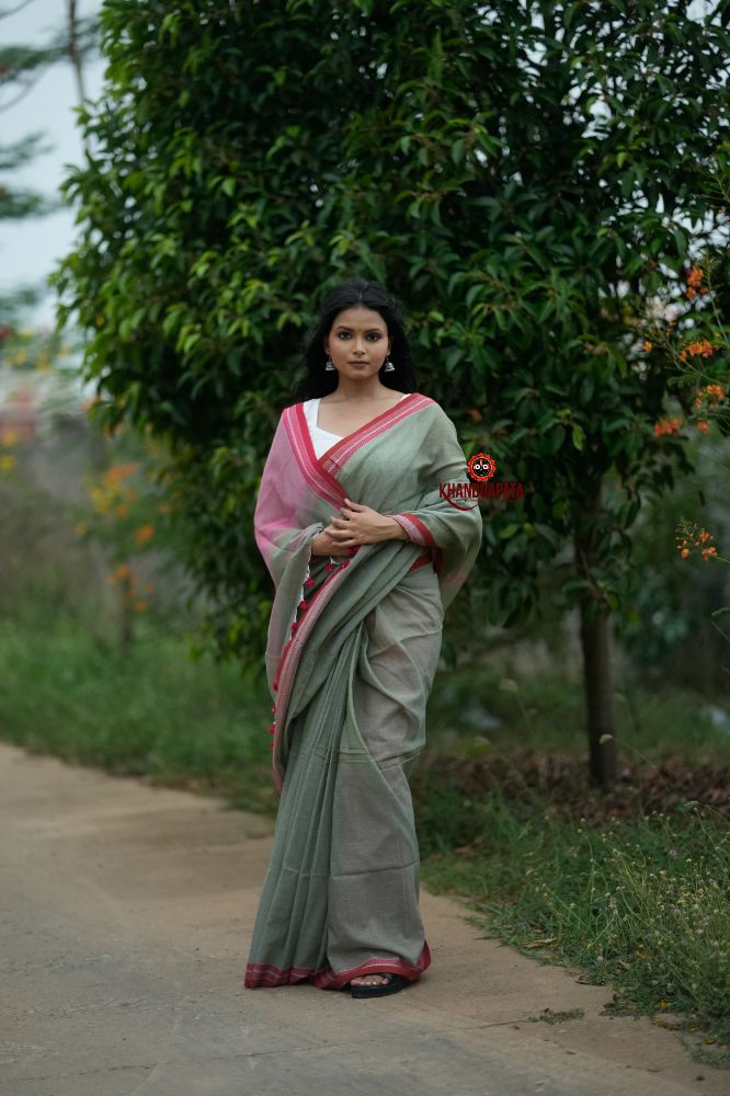 khanduapata Grey and Blush Colour Cotton Saree For Women - Distacart